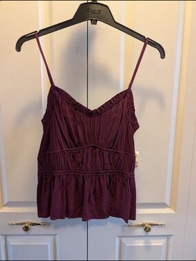 Old Navy Plum Smocked Tiered Spaghetti Strap Camisole